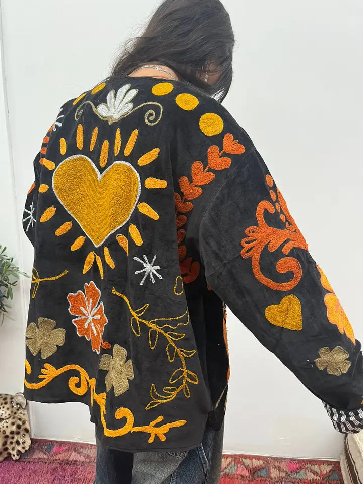 Handmade velvet coat unique clothing