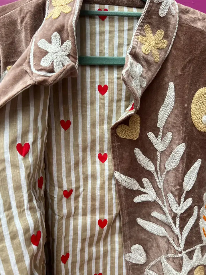 Brown embroidered handmade jacket