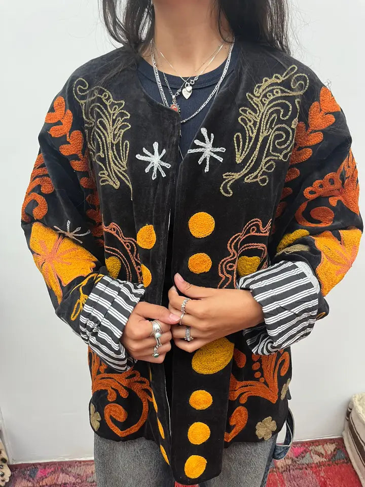 Handmade velvet coat unique clothing