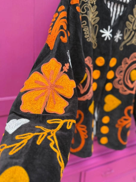 Handmade velvet coat unique clothing